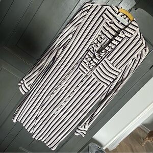 Wayf Burgundy and Navy Striped Shirt Dress